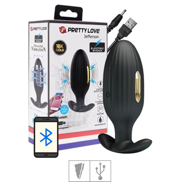 Plug de Silicone Com Vibro Via App Jefferson (6236) - Preto