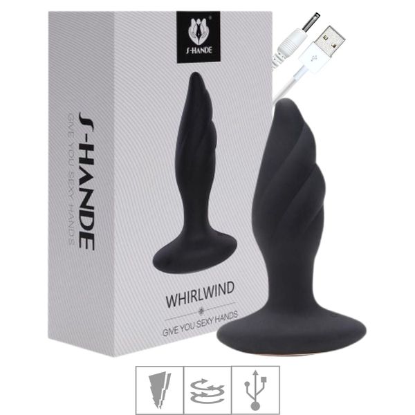 Plug de Silicone Com Vibro e Rotação Whirlwind SI (7123) - Preto