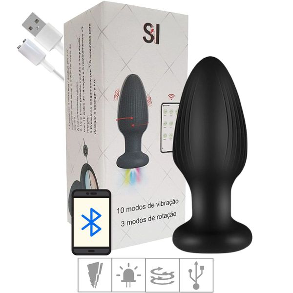 Plug de Silicone Com Rotação e Luz de Led SI (8630) - Preto