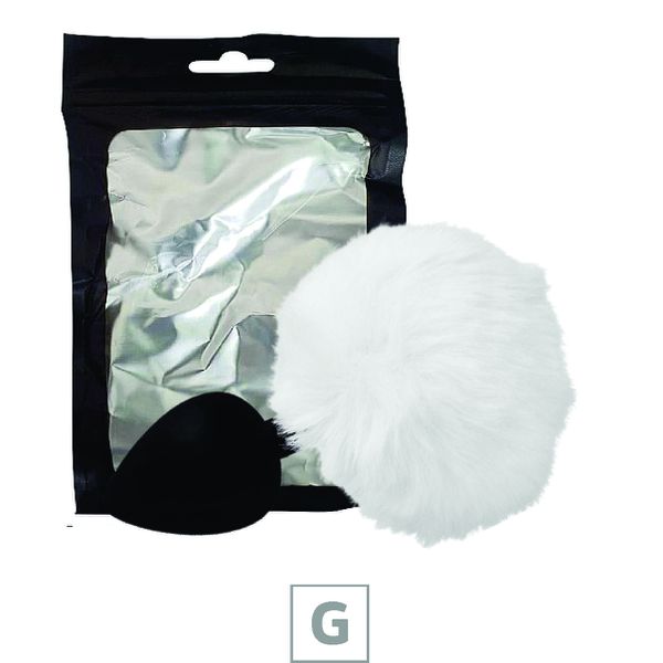 Plug de Silicone G Preto Com Pom Pom SI (8642) - Branco