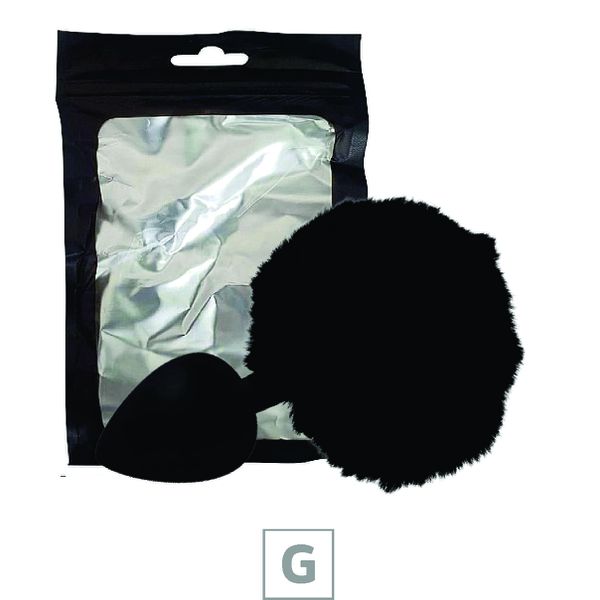 Plug de Silicone G Preto Com Pom Pom SI (8642) - Preto