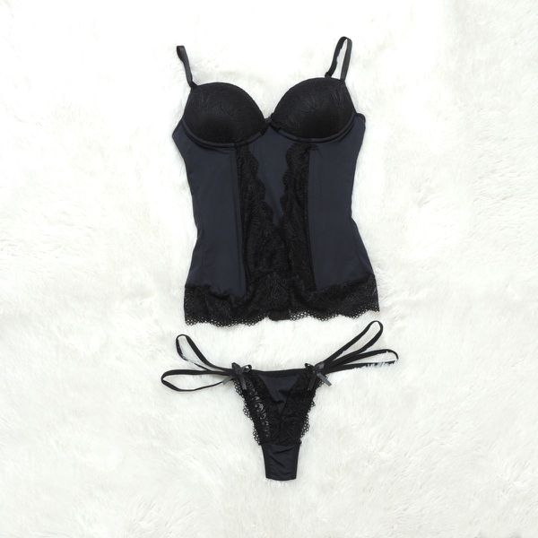 *Espartilho Micro Renda (CF509). - Preto