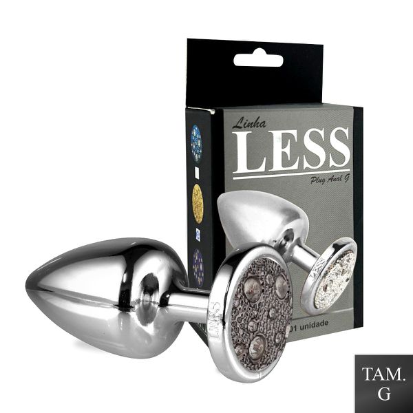 Plug Less G Cromado Com Pedras Cravejadas em Strass (HA155C) - Onix