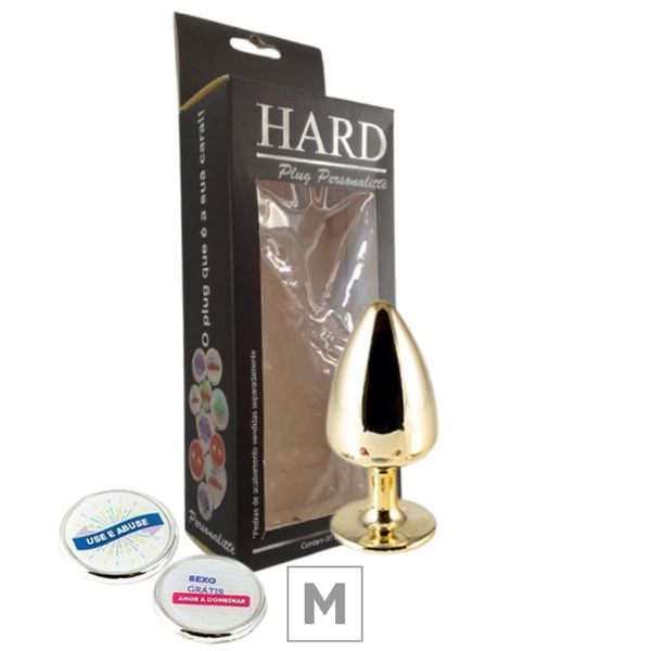 Plug de Metal M Personalittè Com Duas Pedras - (HA186) - Dourado