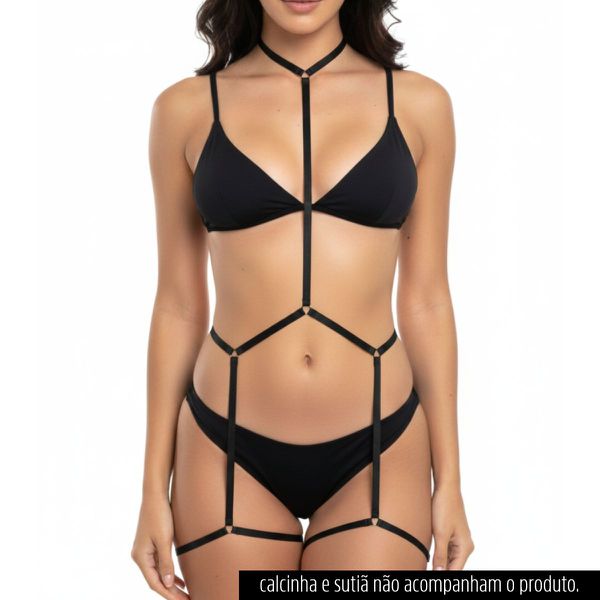 Harness Corporal Com Cinta Liga (LS5121) - Preta