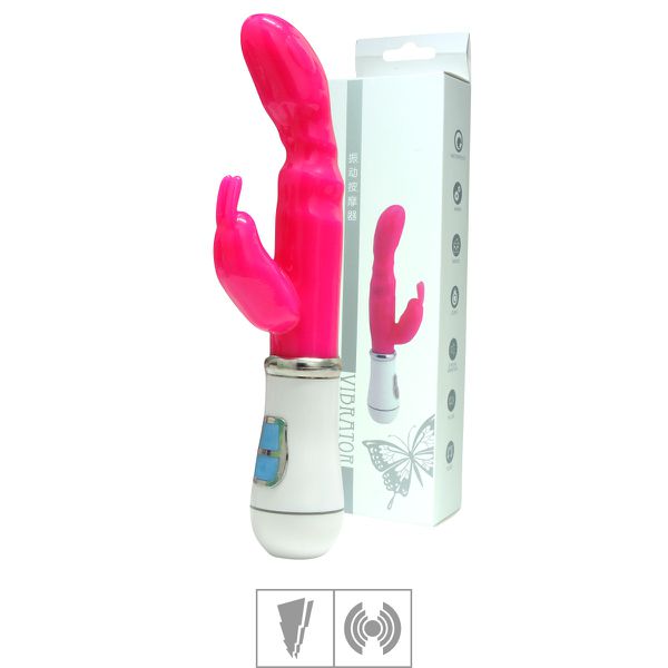**Vibrador Ponto G Com Estimulador Recarregavél 12 Vibrações (MVE1061) - Rosa