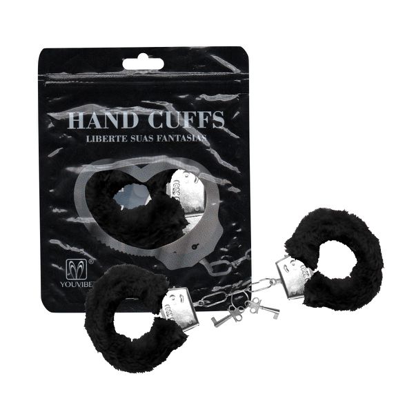 *Algema em Metal Com Pelucia Hand Cuffs VP (AL001-ST192) - Preto