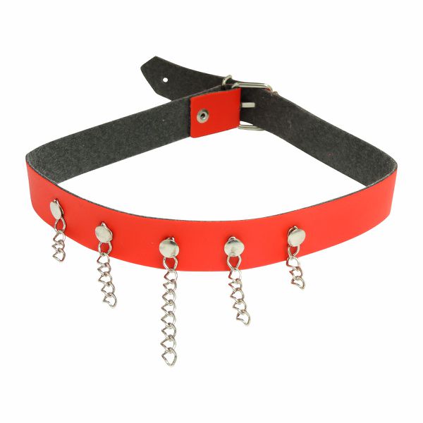 Coleira Com Corrente Brasil Fetiche (CC54-ST527-CCR) - Vermelho