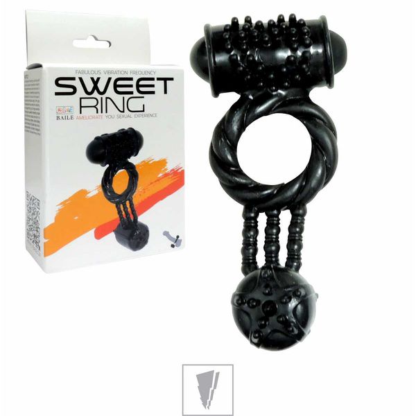 *Anel Peniano Com Vibrador Duplo Sweet Ring SI (1207) - Preto