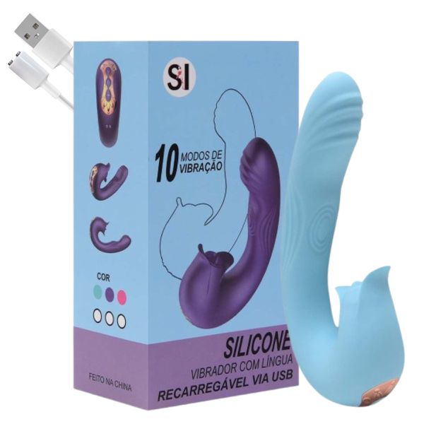Vibrador De Ponto G e Clitóris Recarregável SI (7214) - Azul