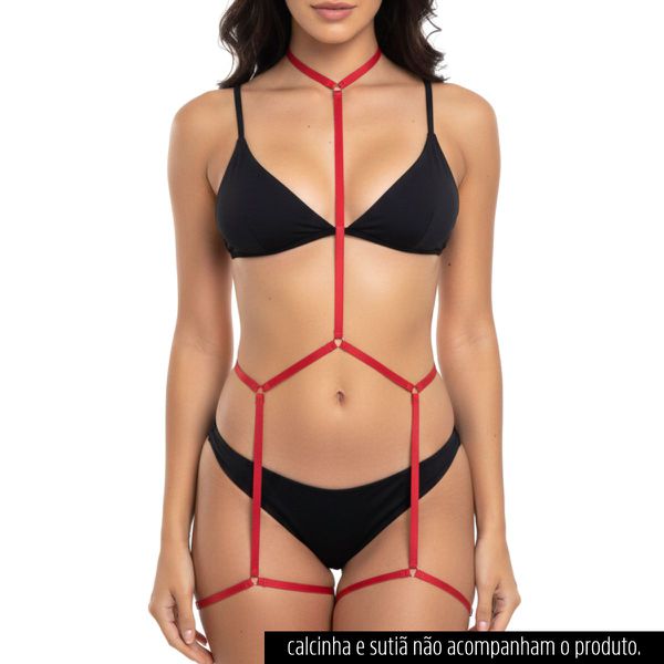 Harness Corporal Com Cinta Liga (LS5121) - Vermelho