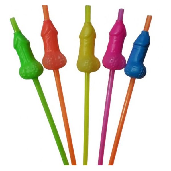 Canudo Com Mini Pênis Neon 1un - (RA1456) - Cores Variadas