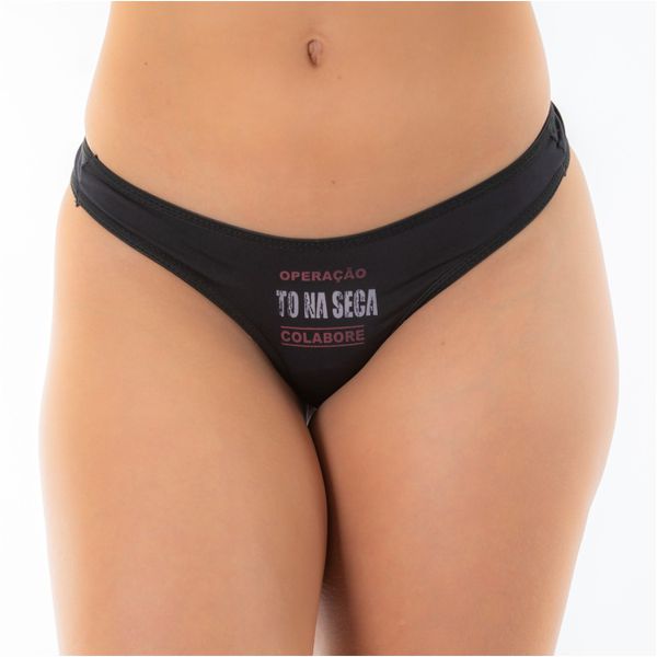 Calcinha Frase (PS6083) - Preto