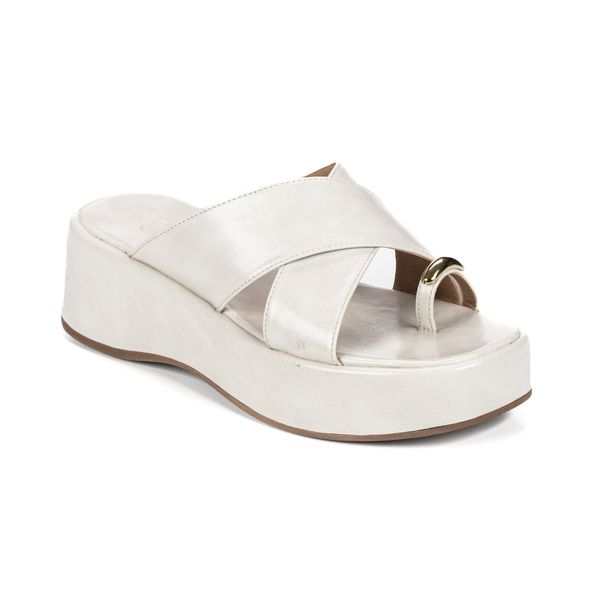 Sandália Feminina Anabela Flatform Tira Cruzada Nika Off White