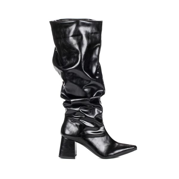 Bota Feminina Montaria Cano Longo Enrugada Madrid Preto