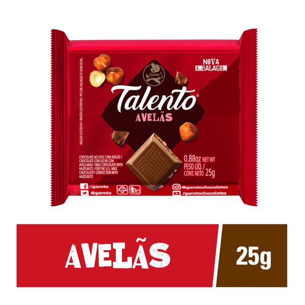 Chocolate Talento Ao Leite Com Avelãs 25g