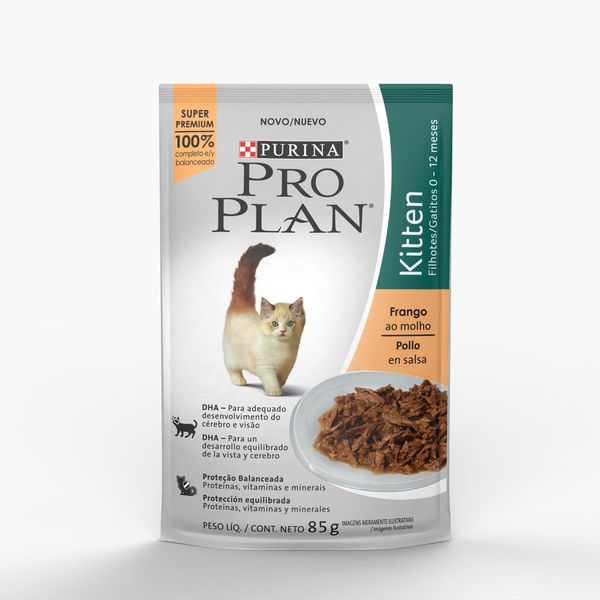 Pro Plan Ração Úmida Para Gatos Filhotes Frango Ao Molho 85g