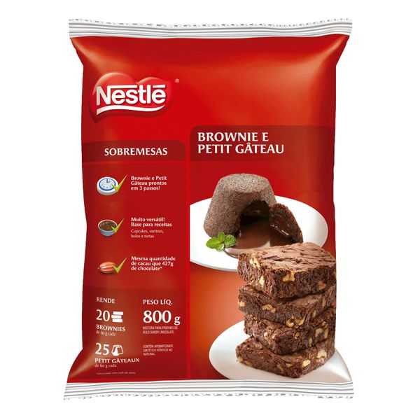 Mistura Para Brownie e Petit Gâteau Nestlé Chocolate 800g