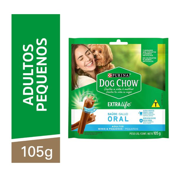 Dog Chow Petisco Cães Adultos Raças Minis e Pequenas Saúde Oral 105g