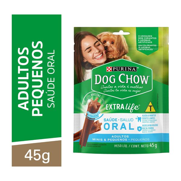 Dog Chow Petisco Cães Adultos Raças Minis e Pequenas Saúde Oral 45g