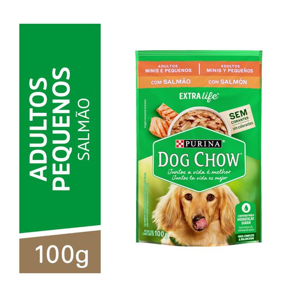 Dog Chow Ração Úmida Cães Adultos Raças Minis e Pequenas Salmão 100g