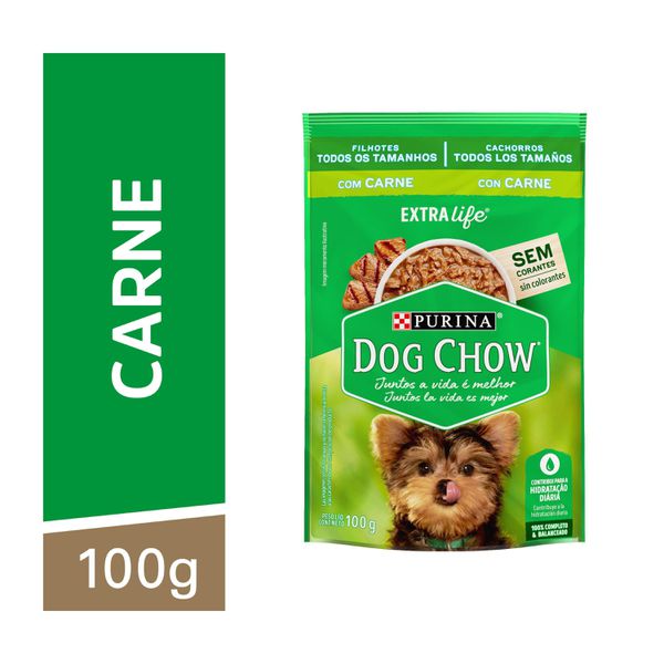 Dog Chow Ração Úmida Cães Filhotes Carne 100g