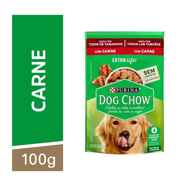 Dog Chow Ração Úmida Cães Adultos Carne 100g