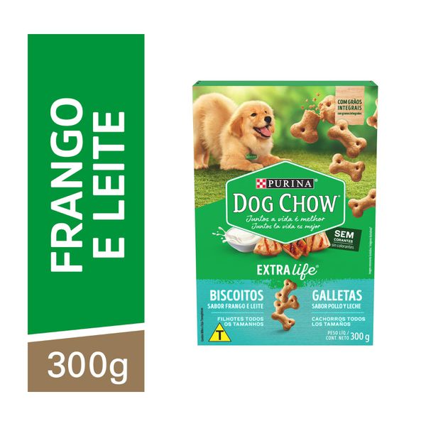 Dog Chow Biscoito Cães Filhotes Frango e Leite 300g