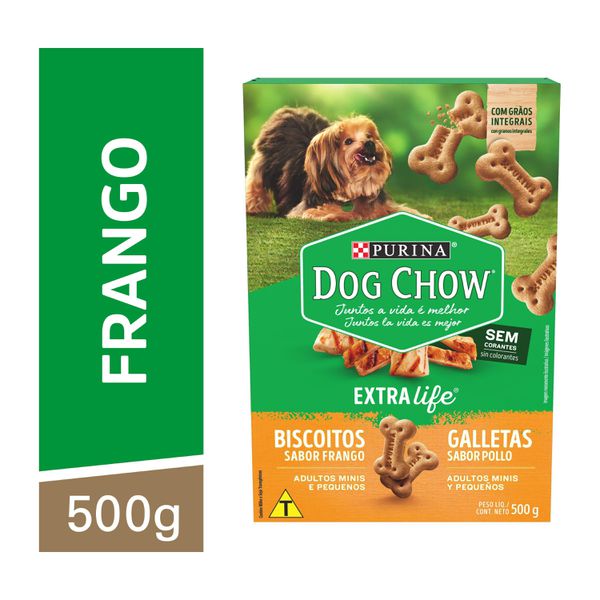 Dog Chow Biscoitos Cães Adultos Raças Minis e Pequenas Frango 500g