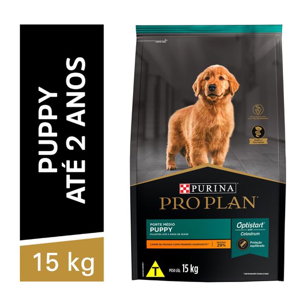 Pro Plan Ração Seca Para Cães Filhotes Médios Frango 15kg