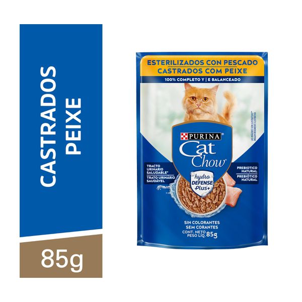 Cat Chow Ração Úmida Para Gatos Castrados Peixe Ao Molho 85g