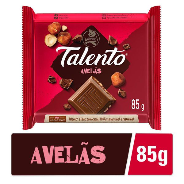 Chocolate Talento Ao Leite Com Avelãs 85g