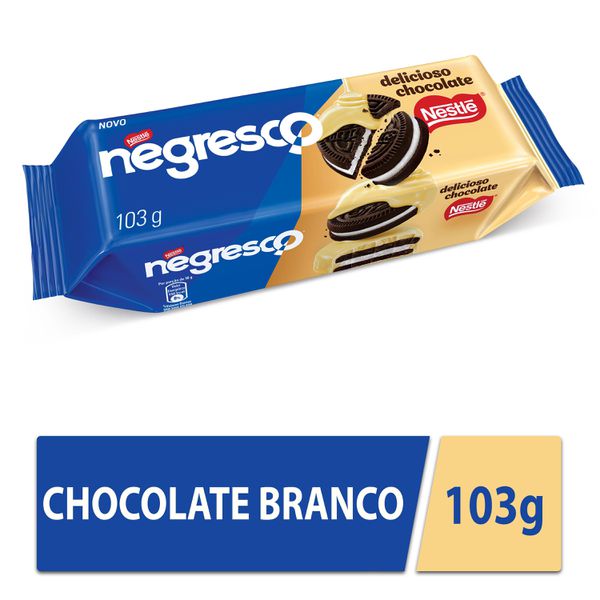 Biscoito Negresco Recheado Baunilha Coberto Com Chocolate Branco 103g