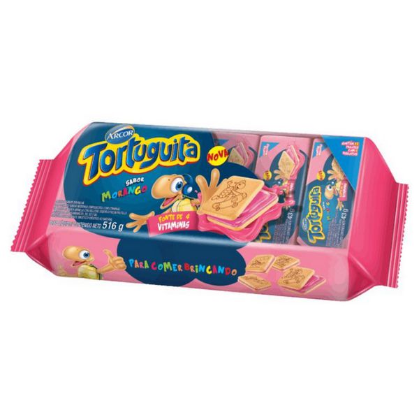 Biscoito Tortuguita Morango 43g Com 12 Unidades