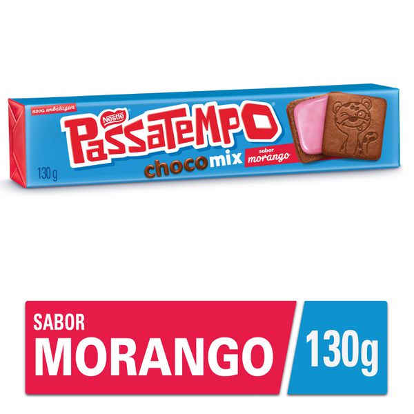Biscoito Passatempo Chocomix Morango 130g