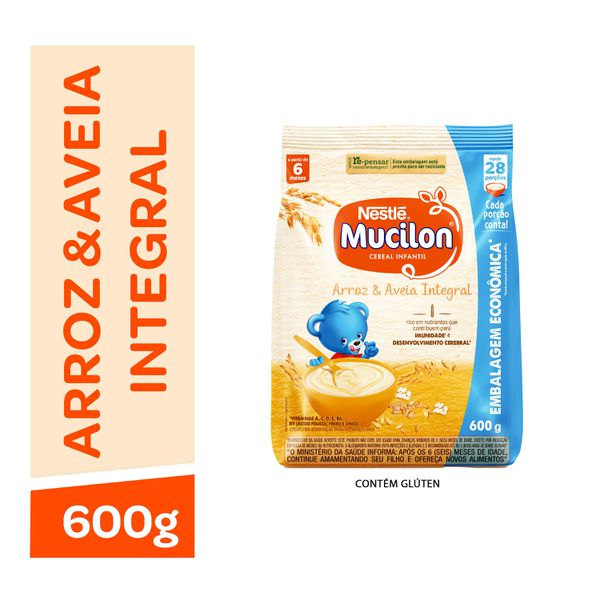 Cereal Infantil Mucilon Arroz e Aveia Integral 600g