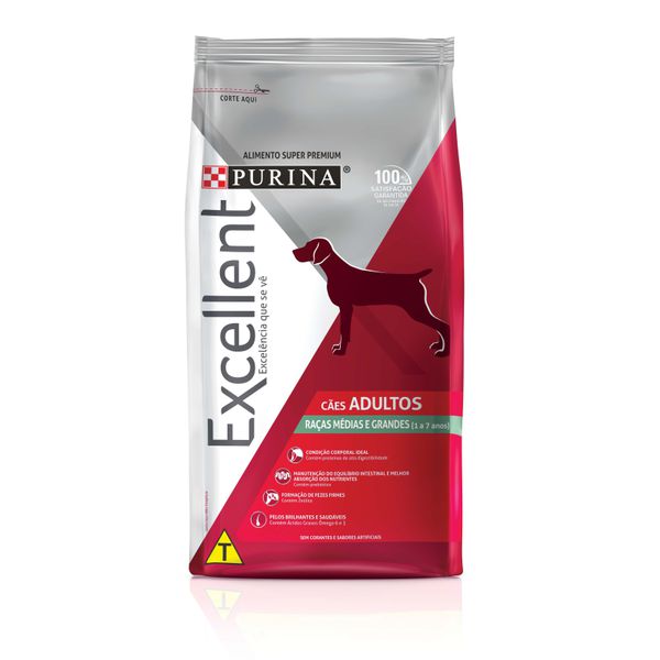 Excellent Ração Seca Cães Adultos Raças Médias e Grandes Frango e Arroz 15kg