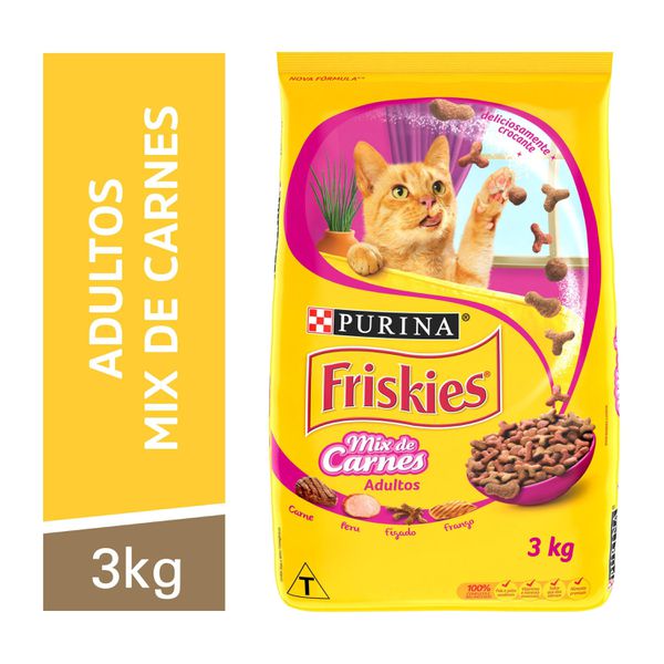 Friskies Ração Seca Gatos Adultos Mix De Carnes 3kg