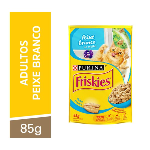 Friskies Ração Úmida Gatos Adultos Sabor Peixe Branco Ao Molho 85g