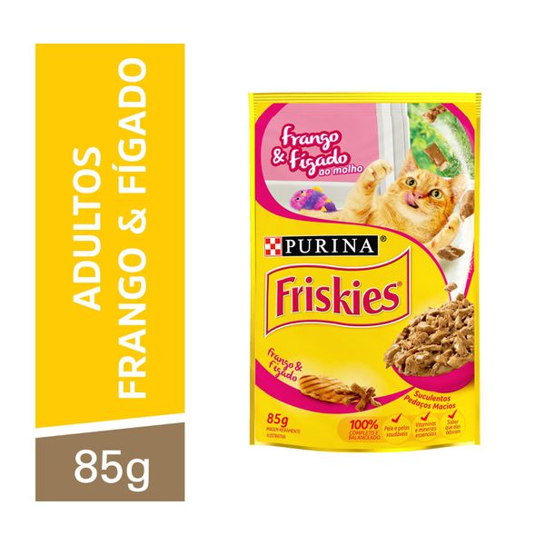 Friskies Ração Úmida Gatos Adultos Frango e Fígado Ao Molho 85g