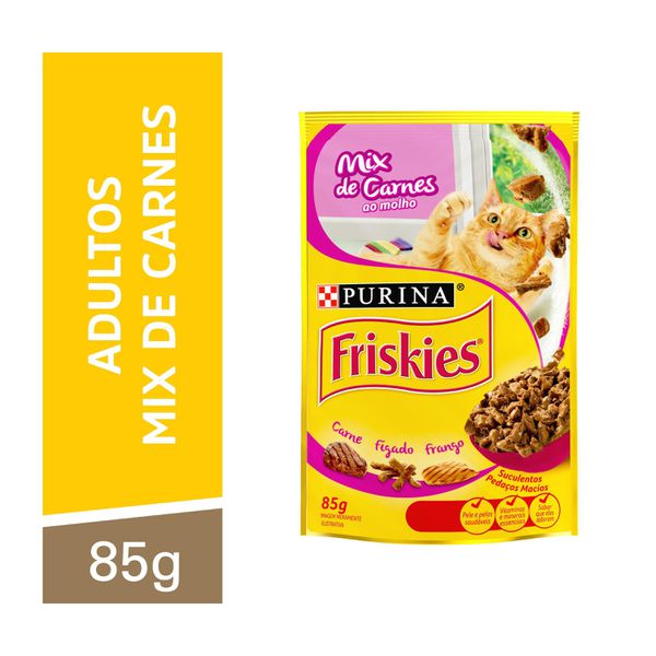 Friskies Ração Úmida Gatos Adultos Mix De Carnes Ao Molho 85g