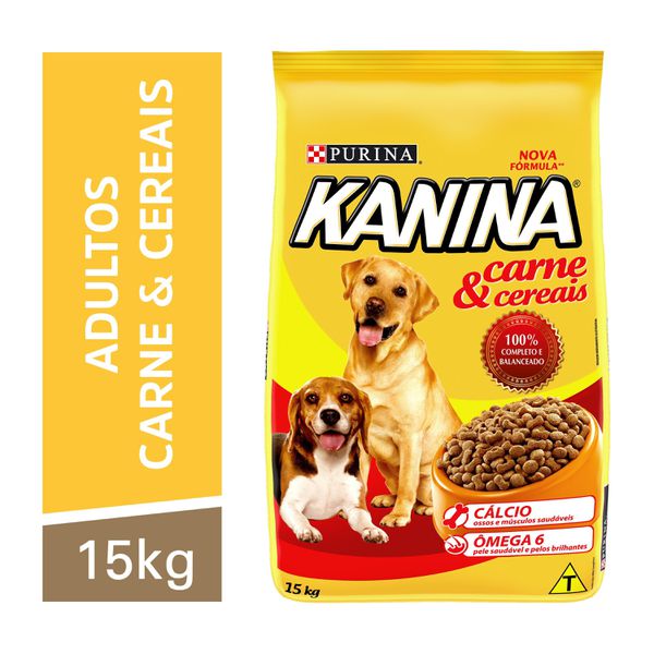 Kanina Ração Seca Cães Adultos Carne e Cereais 15kg