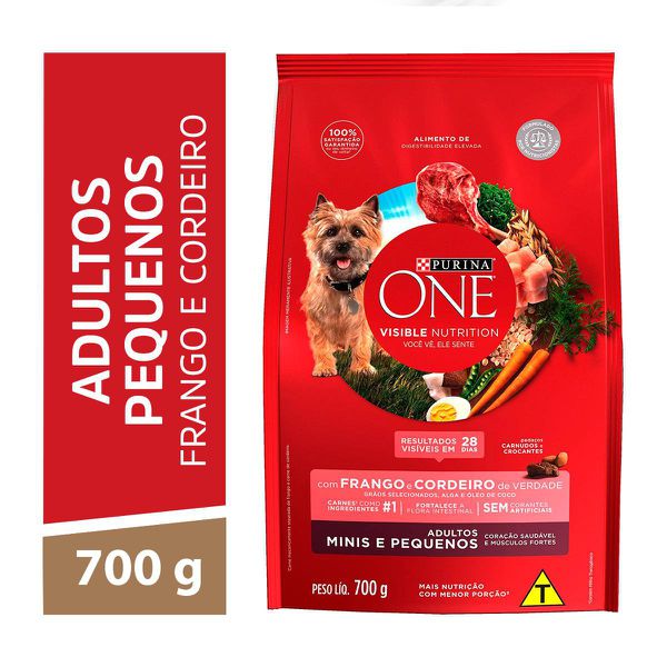 One Ração Seca Cães Adultos Minis e Pequenos Frango e Cordeiro 700g