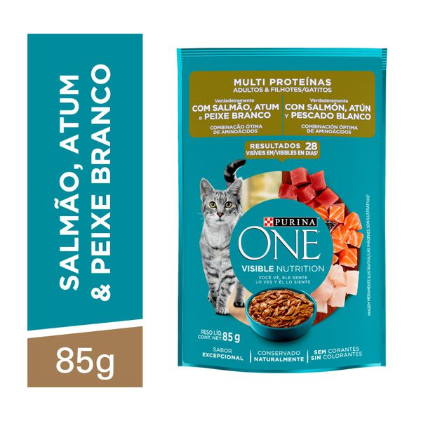 One Ração Úmida Gatos Adultos e Filhotes Multi Proteínas 85g