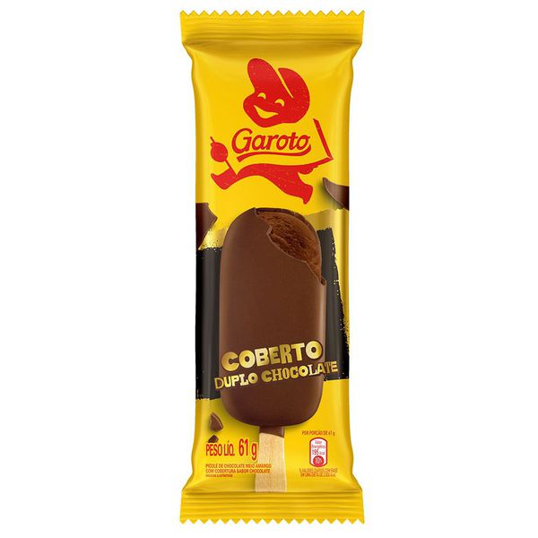 Sorvete Garoto Coberto Duplo Chocolate Picolé 61g*