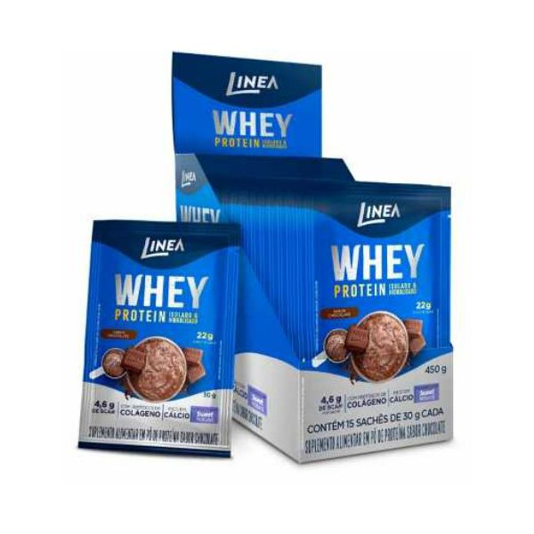 Whey Protein Linea Isolado e Hidrolisado Chocolate 30g - 15 Unidades