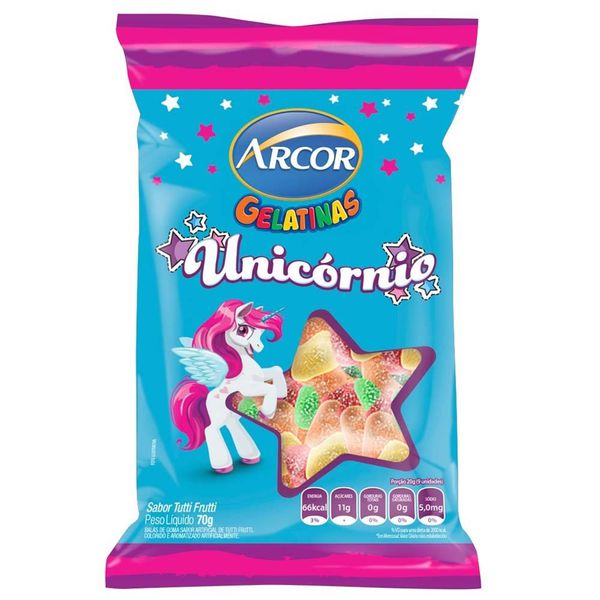 Bala Arcor Gelatina Unicórnio 70g