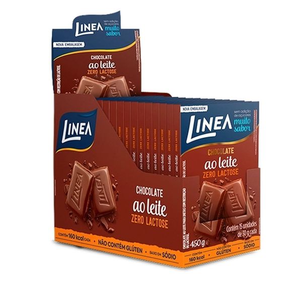 Chocolate Linea Ao Leite Zero Lactose 30g Com 15 Unidades