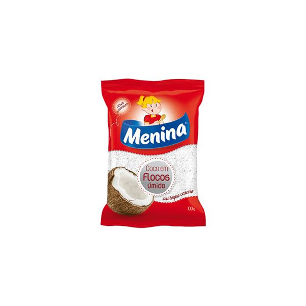 Coco Em Flocos Menina Úmido e Adoçado 100g