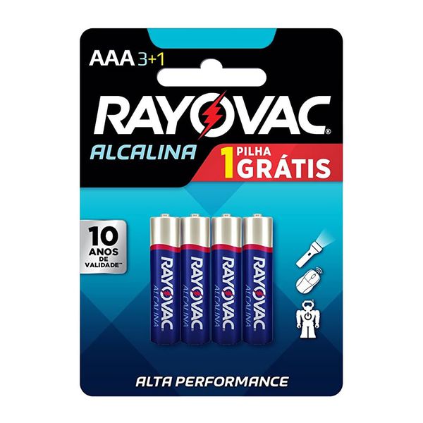 Pilha Rayovac Alcalina Palito Aaa - Leve 4 Pague 3